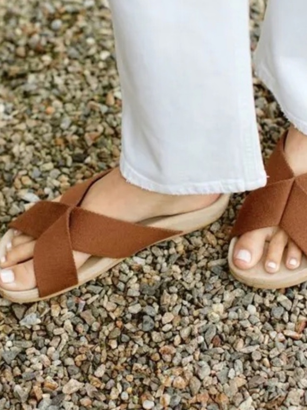 Jenni Kayne Cotton Crossover Sandal Cross-Strap Slide sz 41